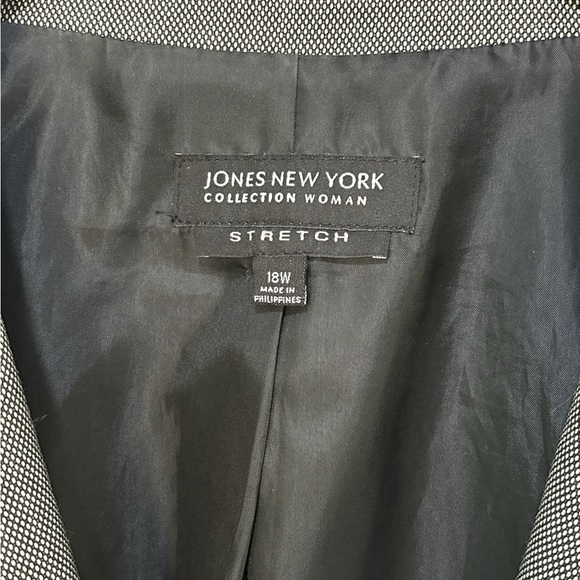 Jones New York lined suit jacket woman stretch 18W black white patterned boss - Picture 3 of 7